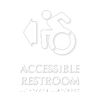 Accessible Restroom With Arrow TactileTouch Braille Sign