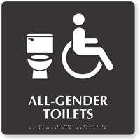 All-Gender Toilets TactileTouch Handicap Sign with Braille, SKU: SE-6158