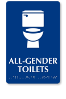 All-Gender Toilets Sintra Braille Restroom Sign