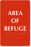 Area Of Refuge TactileTouch™ Sign with Braille