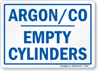 Argon Empty Cylinders Sign