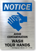 Notice Avoid Contamination Wash Your Hands