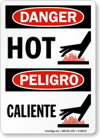 Hot / Caliente Danger Bilingual Sign