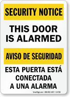 This Door Is Alarmed Bilingual Security Notice Sign