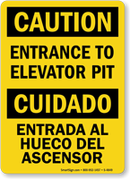 Entrance To Elevator Pit Bilingual Sign