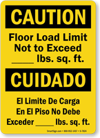 Bilingual Caution Floor Load Limit Sign