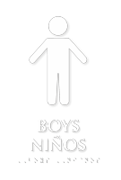 Boys Ninos Bilingual TactileTouch Braille Restroom Sign