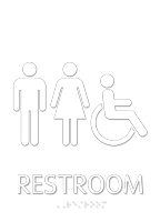 Restroom, with Male/Female/ISA Handicapped Graphic Braille Sign