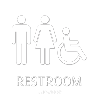 Restroom, with Male/Female/ISA Handicapped Graphic Braille Sign