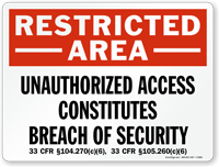 Restricted Area Breach Of Security Marsec Sign