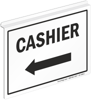 Cashier 2 Sided Z Sign for Ceiling