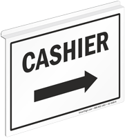 Cashier 2 Sided Z Sign for Ceiling