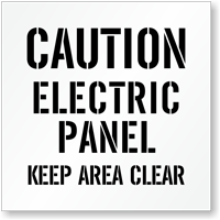 Caution, Electric Panel, Keep Clear Floor Stencil