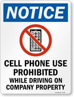 Cell Phone Use Prohibited Sign