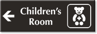 Children's Room Engraved Sign, Teddy, Left Arrow Symbol