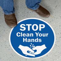 Stop Clean Your Hands with Graphic Sign