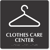 Clothes Care Center TactileTouch™ Sign with Braille