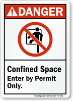 Confined Space Enter By Permit Only Danger Sign