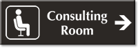 Consulting Room Engraved Sign with Right Arrow Symbol