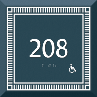 Custom Azteca Room Number Braille Signs with Border 5.5" x 5.5"