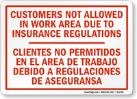 Bilingual Customer Not Allowed In Work Area Sign