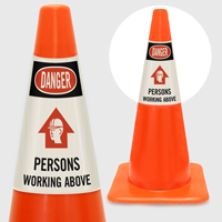 Danger Persons Working Above Cone Collar