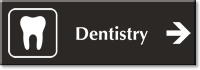 Dentistry Engraved Sign, Tooth, Right Arrow Symbol