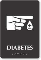 Diabetes Braille Sign with Finger Blood Drop Symbol