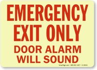 Emergency Exit Alarm Will Sound Sign