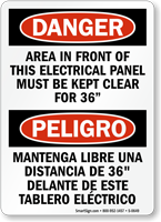 Bilingual Danger Electrical Panel Clear OSHA Sign