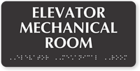 Elevator Mechanical Room TactileTouch Braille Sign