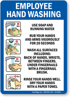 Employee Hand Washing Instructions For Soap And Water Sign, SKU: S2-0930