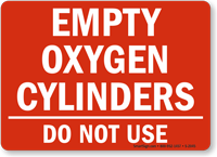 Empty Oxygen Cylinders Sign