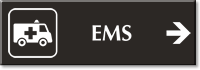 EMS Engraved Sign, Medical Van, Right Arrow Symbol