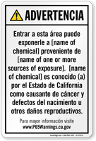 Custom Environmental Exposure Spanish Prop 65 Sign