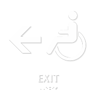 Exit Braille Sign with Left Arrow And Accessible Symbol
