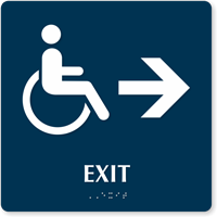 Exit Braille Sign with Right Arrow And Accessible Symbol