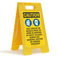 Wear Face Shields Goggles During Grinding Floor Sign