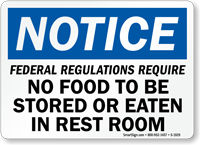 No Food Stored Eaten In RestRoom Sign