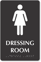 Dressing Room TactileTouch Braille Sign with Female Symbol