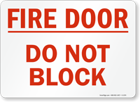 Fire Door Do Not Block Sign