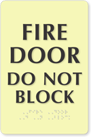 Glow In The Dark Fire Door Braille Sign