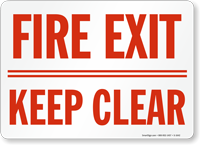 Fire Exit Keep Clear Sign