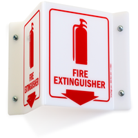 Projecting Fire Extinguisher Sign With Down Arrow