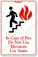 In Case of Fire Do Not Use Elevators Sign