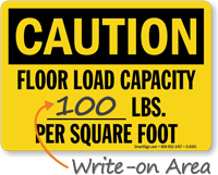 Caution Floor Load Capacity Sign