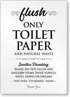 Flush Only Toilet Paper Airbnb Sign