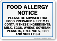 May Contain Milk Egg Wheat Peanuts Fish Sign