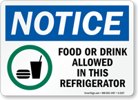 Food Or Drink Allowed In This Refrigerator Sign