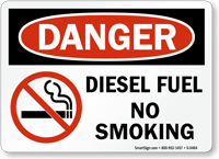 Danger Diesel Fuel No Smoking Sign